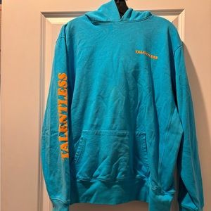 Talentless Sweatshirt Blue with Orange Lettering. Size Large.